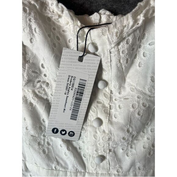 NWT Boohoo Eyelet Babydoll‎ Dress Feminine Cottagecore Coastal Cowgirl Coquette - Picture 3 of 8